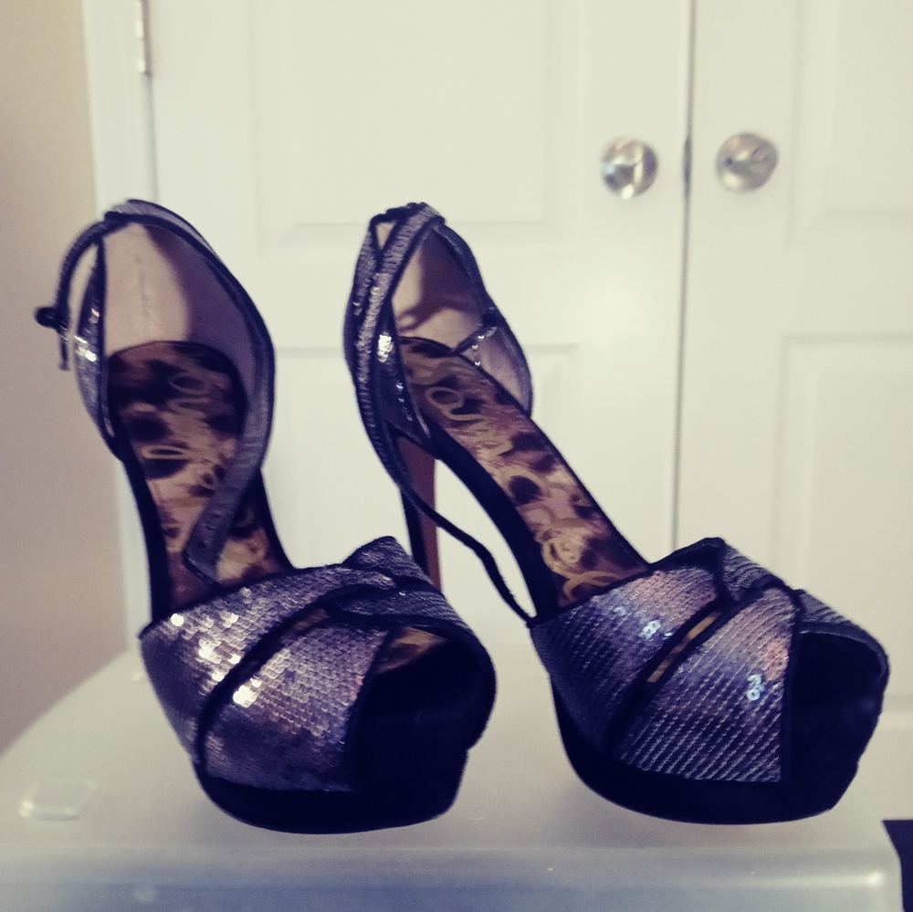 Sam Edelman Women's Lavender Sequins Sparkling Heels